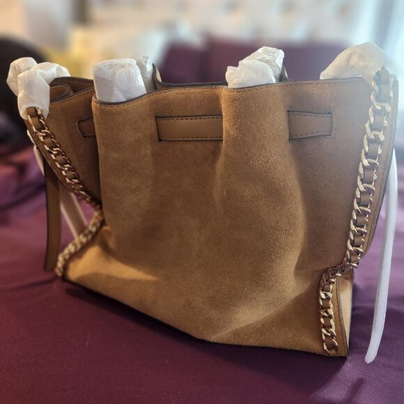 Michael Kors Mina Large Suede Chain Shoulder Bag - Picture 10 of 16